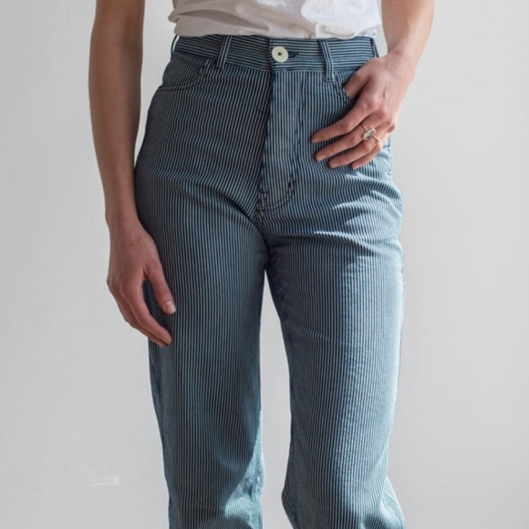 Jesse Kamm Handy Pant in Navy/White Stripe size 4 NWT - Picture 2 of 13